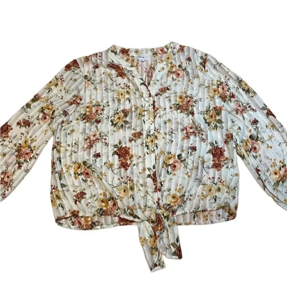 Gorgeous Floral Sheer Blouse, front tie